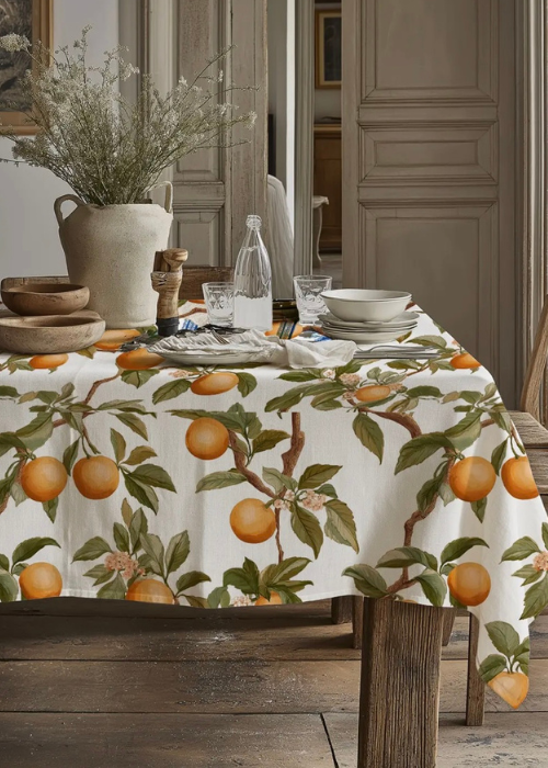 Tablecloth - 100% Linen - Oranges