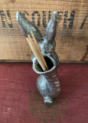 Toothpick Holder - Pewter Hare