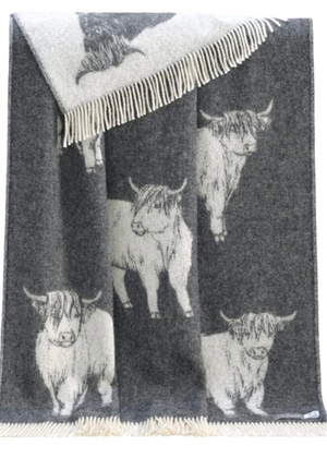 Throw - Highland Cow - Soft Black