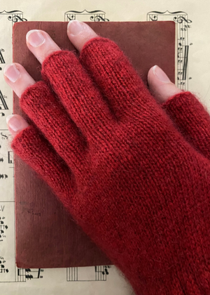 Gloves Fingerless -  Possum - Red - Medium