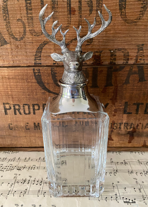 Decanter - Pewter And Glass Stag