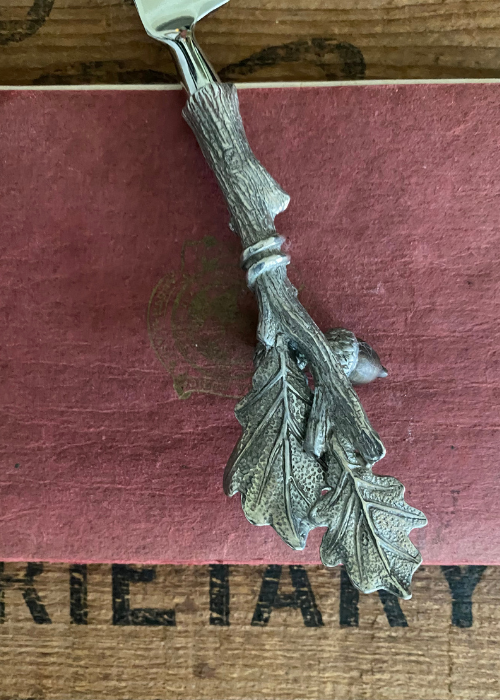 Cheese Knife - Pewter And Stainless Steel Oak Design