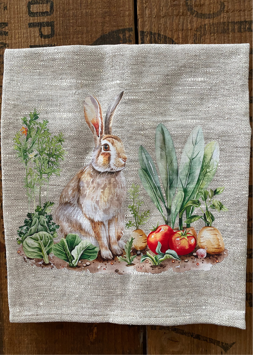 Tea Towel - 100% Linen Rabbit