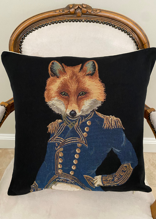 Cushion - Fox in Blue Military Jacket