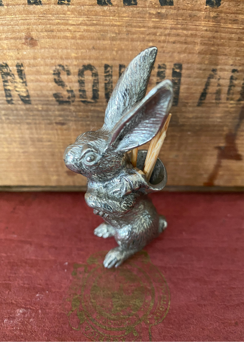 Toothpick Holder - Pewter Hare