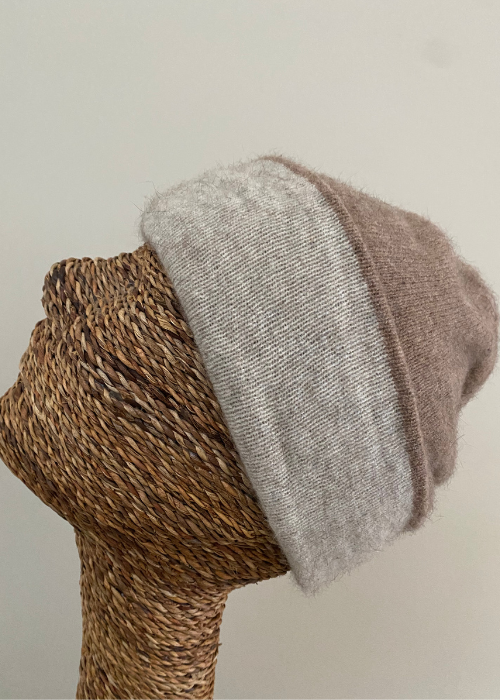 Beanie - Possum - Double Thickness - Two Tone - Mink/Natural
