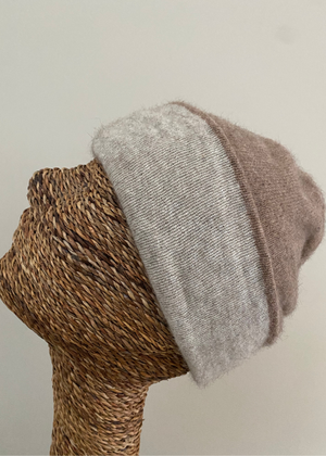 Beanie - Double Thickness - Two Tone - Mink/Natural