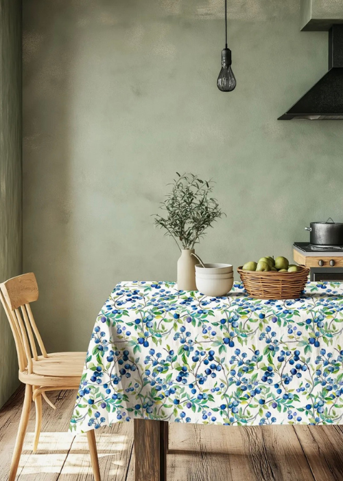 Tablecloth - 100% Linen Blueberry