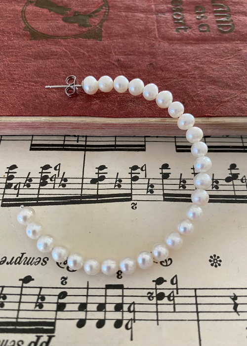 Pearl Semi Hoop Earrings - Large