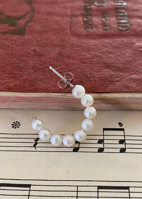 Pearl Semi Hoop Earrings - Small